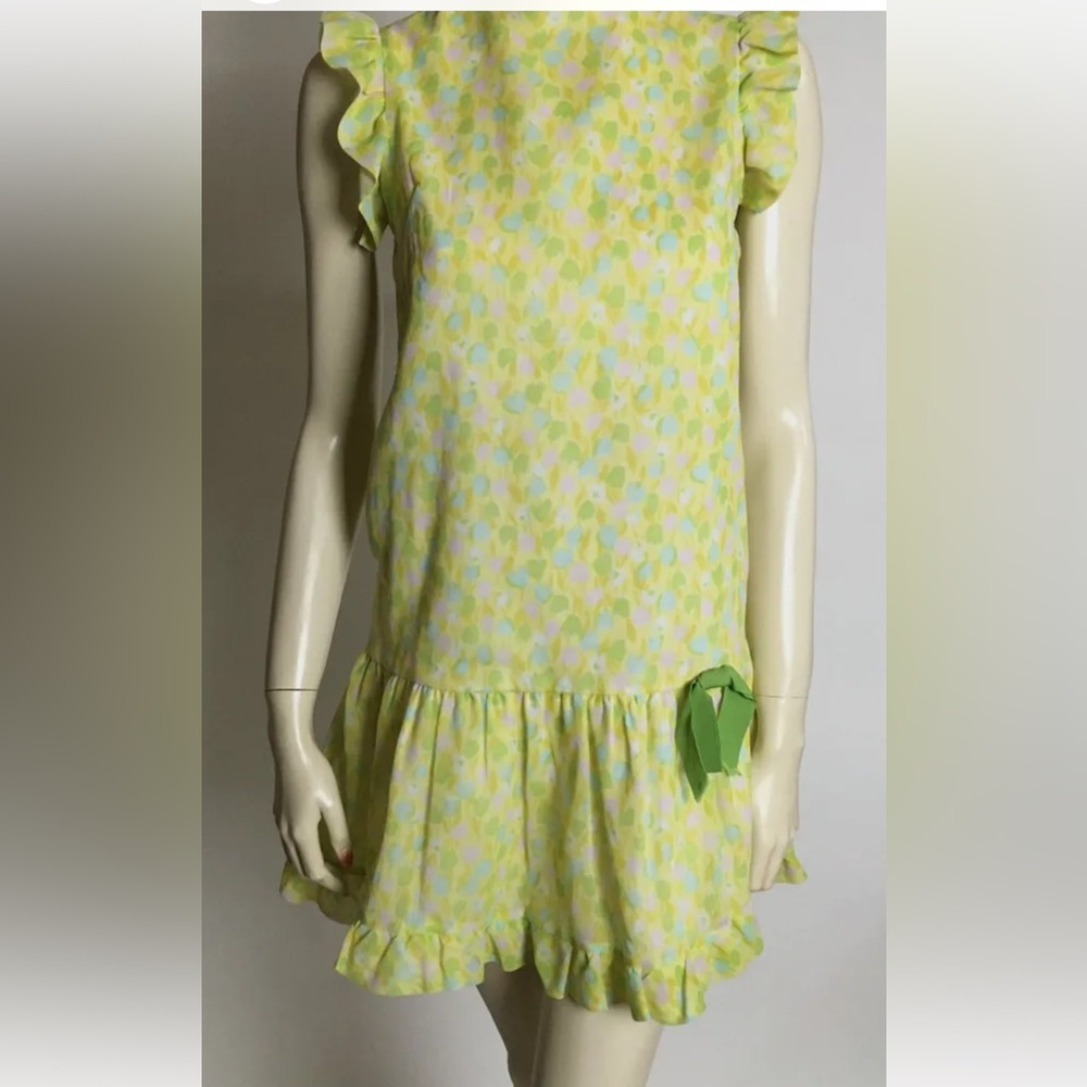 1960s True Vintage Kate Greenway Pastel Floral Mini Babydoll Dress XS Jr Teen